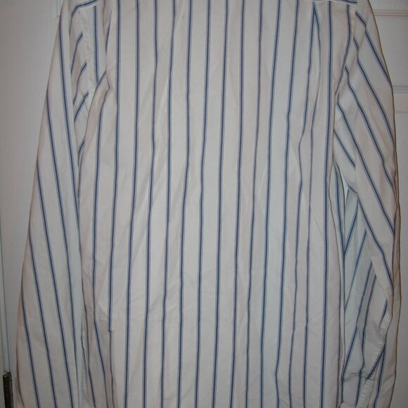 Abercrombie & Fitch White Dress Shirt Blue Stripes Men's Large Muscle Fit - Picture 3 of 4